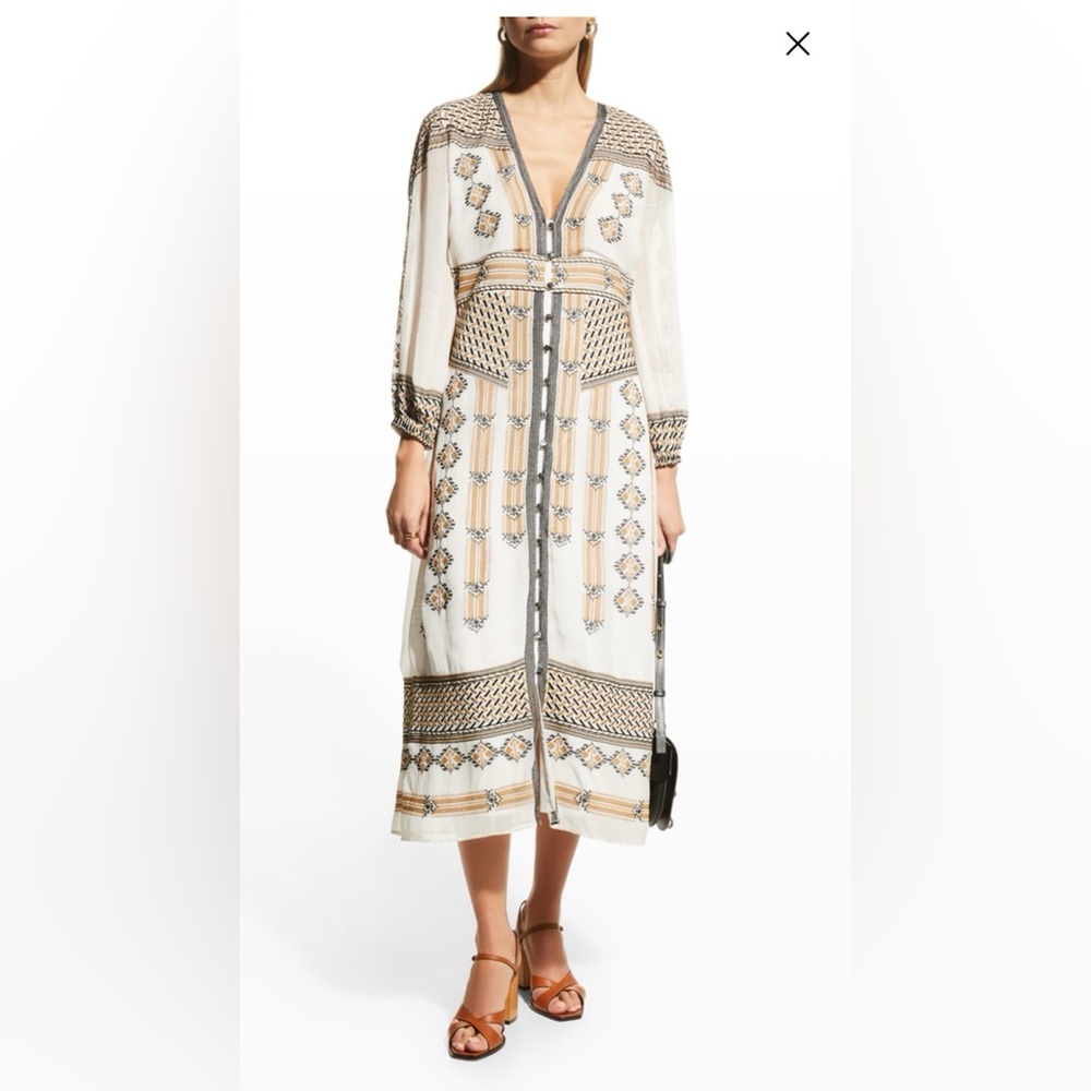 Veronica Beard Julianna Embroidered Long Sleeve Dress. NWOT